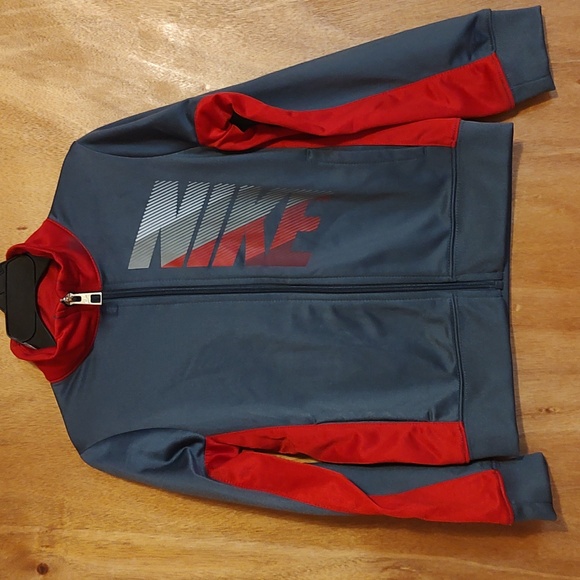 Nike Other - Nike Little Boys Zip-Up Athletic Jacket Gray & Red Raised Collar Casual 4/XS
